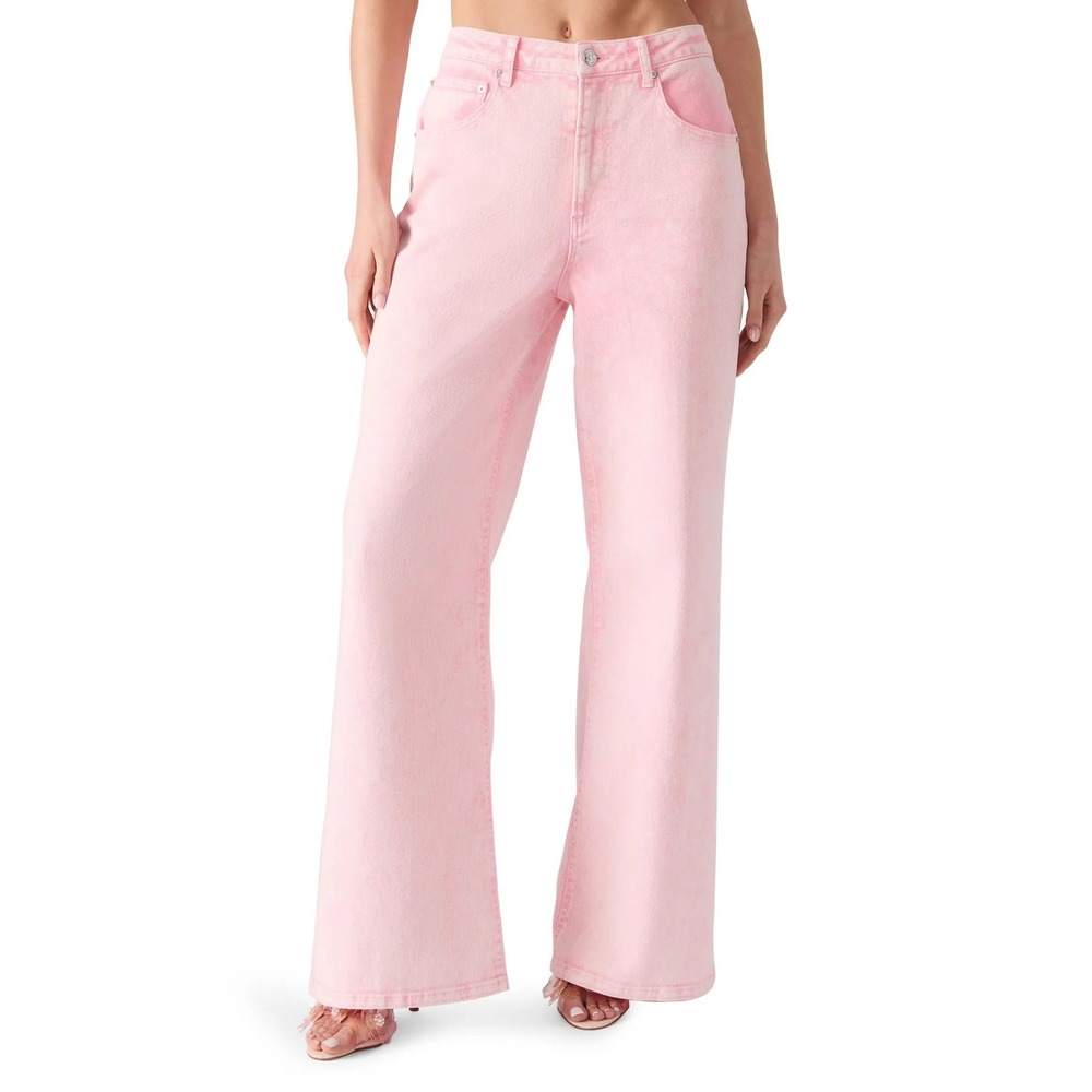 Steve Madden Prism Pink Wide Leg Acid Wash Jeans Womens 27 NWT